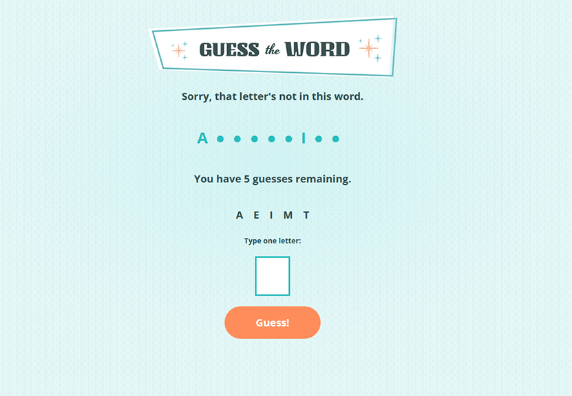 Screenshot of Guess the Word Game